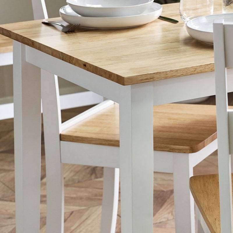 Shop the LINWOOD Small Dining Table in White & Natural Oak Effect Top. Natural oak effect top, white legs. Perfect for smaller spaces.