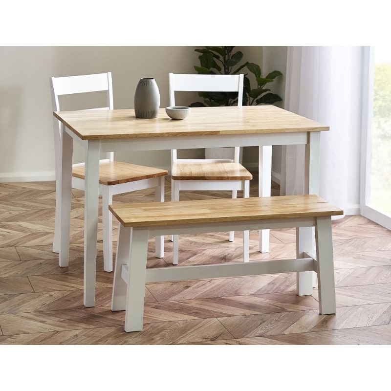 Shop the LINWOOD Small Dining Table in White & Natural Oak Effect Top. Natural oak effect top, white legs. Perfect for smaller spaces.