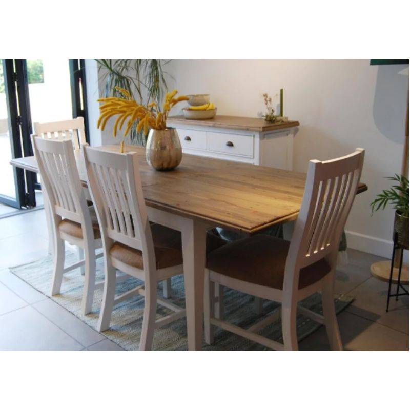 Ancient Mariner Lulworth White Painted Reclaimed Pine Extending Dining Table 150cm