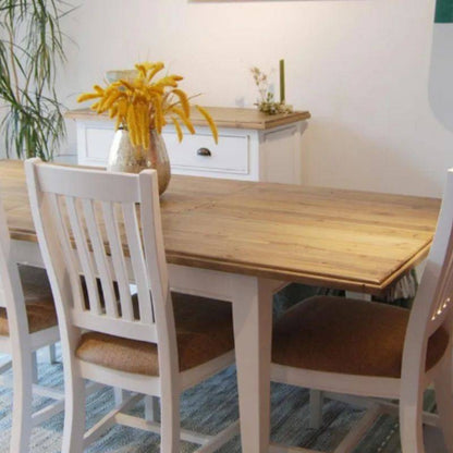 Ancient Mariner Lulworth White Painted Reclaimed Pine Extending Dining Table 150cm