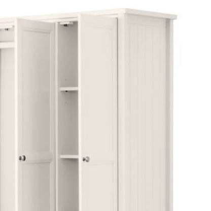 Julian Bowen Maine 3 Door Wardrobe in Surf White with 2 drawers, featuring a classic white painted finish and ample storage for bedroom organization.