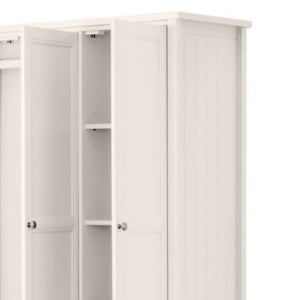 Julian Bowen Maine 3 Door Wardrobe in Surf White with 2 drawers, featuring a classic white painted finish and ample storage for bedroom organization.