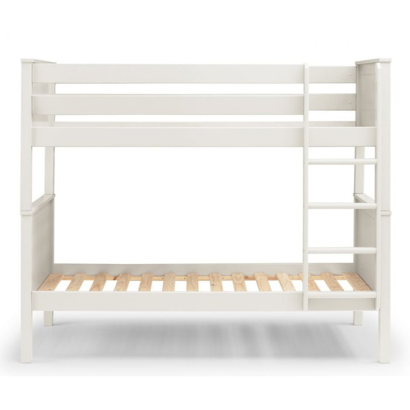 JULIAN BOWEN MAINE Surf White Bunk Bed for Kids with Scandinavian design, featuring a sturdy wooden frame and ladder, ideal for a kids' bedroom.