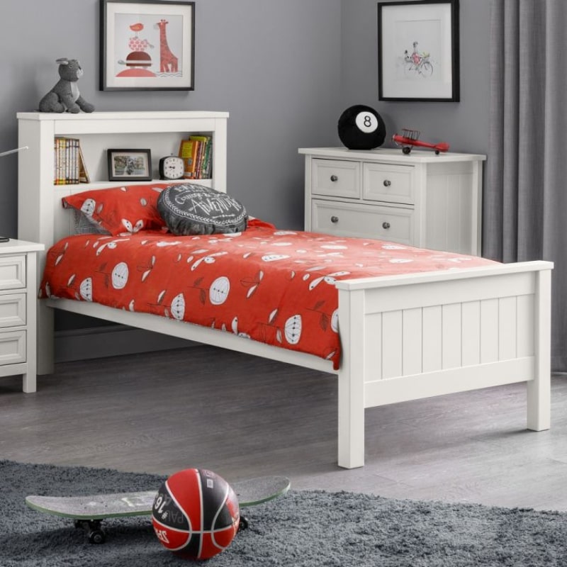 JULIAN BOWEN MAINE Kids Surf White Bookcase Bed Frame 90cm