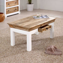 Indian Hub Mango Wood Coffee Table in White & Natural Colour MW02 - White Tree Furniture