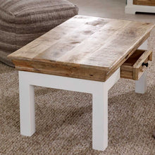 Indian Hub Mango Wood Coffee Table in White & Natural Colour MW02 - White Tree Furniture