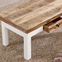 Indian Hub Mango Wood Coffee Table in White & Natural Colour MW02 - White Tree Furniture