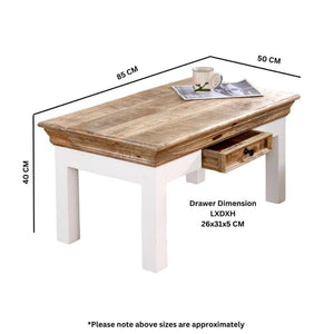 Indian Hub Mango Wood Coffee Table in White & Natural Colour MW02 - White Tree Furniture