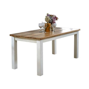 Indian Hub Mango Wood Dining Table 170cm in White & Natural Colour MW10 - White Tree Furniture