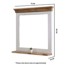 Indian Hub Mango Wood Mirror Frame with Shelf in White & Natural Colour MW09 - White Tree Furniture