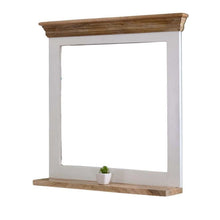 Indian Hub Mango Wood Mirror Frame with Shelf in White & Natural Colour MW09 - White Tree Furniture