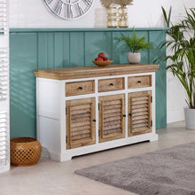 Indian Hub Mango Wood Sideboard 140cm in White & Natural Colour MW07 - White Tree Furniture