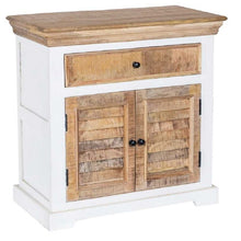 Indian Hub Mango Wood Small Cupboard in White & Natural Colour MW06 - White Tree Furniture