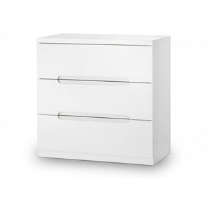 JULIAN BOWEN MANHATTAN High Gloss White 3 Drawer Chest MAN202 - White Tree Furniture