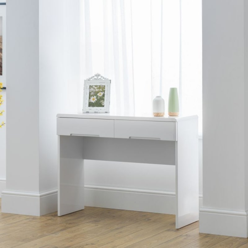 JULIAN BOWEN MANHATTAN High Gloss White Dressing Table MAN209 - White Tree Furniture