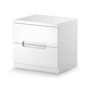 JULIAN BOWEN MANHATTAN High Gloss White 2 Drawer Bedside MAN201 - White Tree Furniture