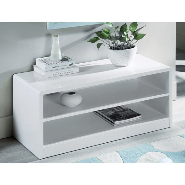 JULIAN BOWEN Manhattan High Gloss White Compact TV Unit 100cm MAN304 - White Tree Furniture