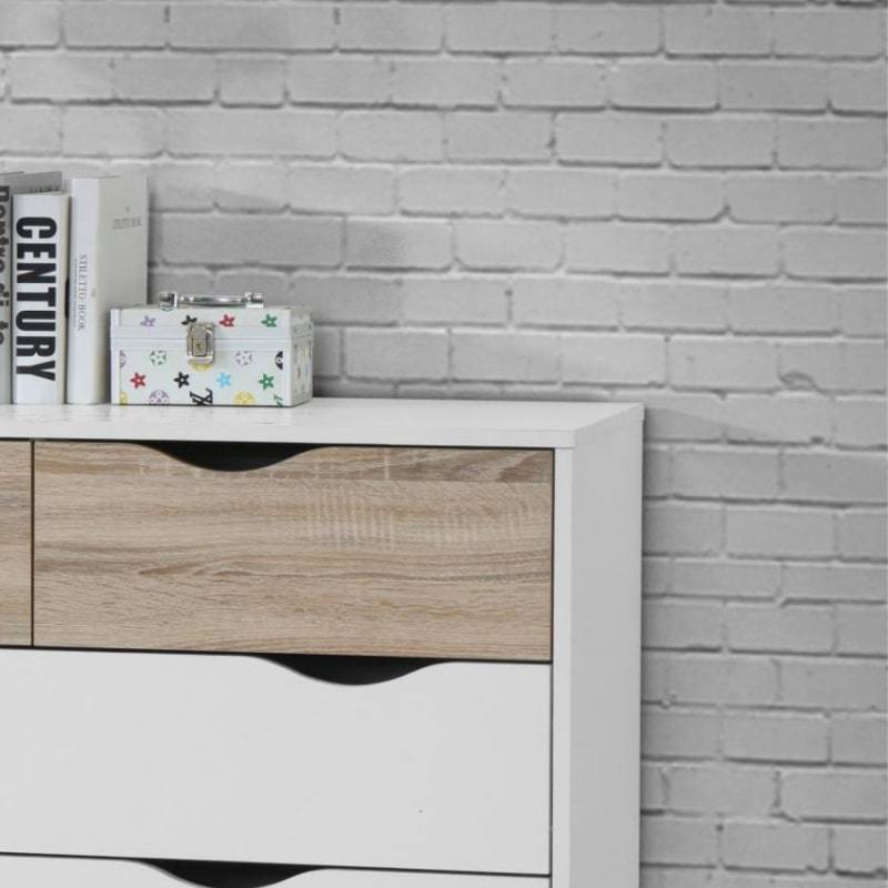 Mapleton 2 Over 2 Chest of Drawers in White & Oak Effect - White Tree Furniture