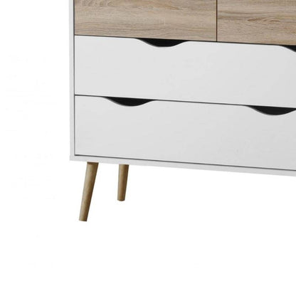 Mapleton 2 Over 2 Chest of Drawers in White & Oak Effect - White Tree Furniture