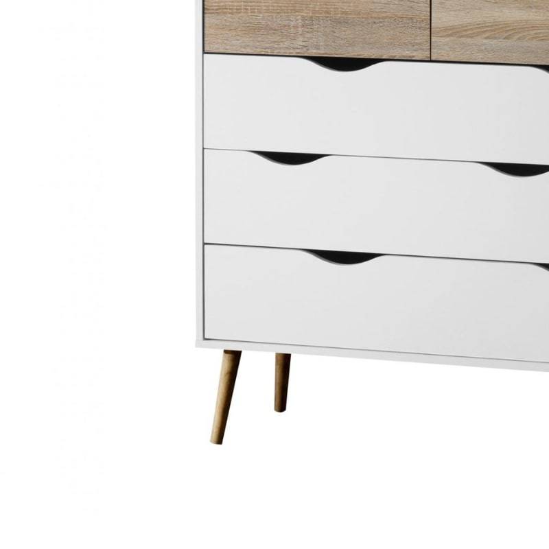 Mapleton 2 Over 3 Chest of Drawers in White & Oak Effect - White Tree Furniture