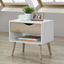 Mapleton Bedside Cabinet in White & Oak Effect - White Tree Furniture