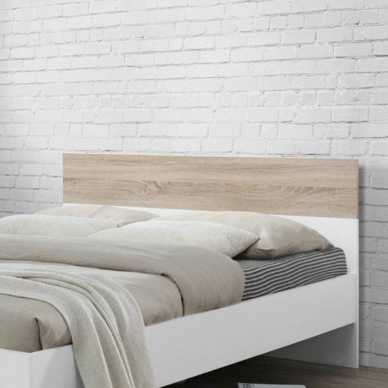 Mapleton Double Bed White & Oak Effect w/ Rubberwood Legs - White Tree Furniture