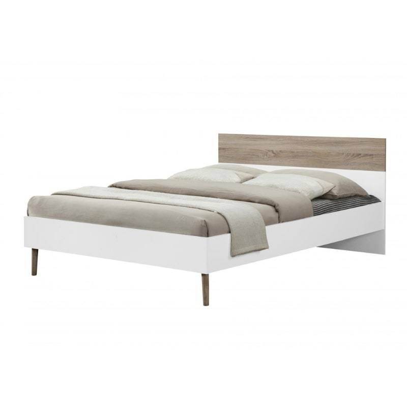 Mapleton King Size Bed in White & Oak Effect - White Tree Furniture