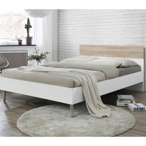 Mapleton King Size Bed in White & Oak Effect - White Tree Furniture