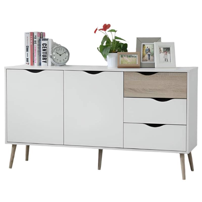 Mapleton Large Sideboard in White w/ Rubberwood Legs - White Tree Furniture