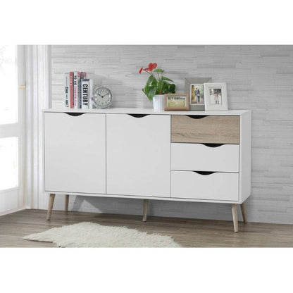 Mapleton Large Sideboard in White w/ Rubberwood Legs - White Tree Furniture