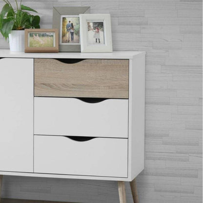 Mapleton Large Sideboard in White w/ Rubberwood Legs - White Tree Furniture