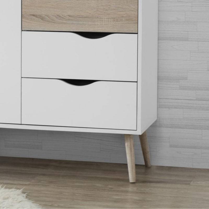 Mapleton Large Sideboard in White w/ Rubberwood Legs - White Tree Furniture