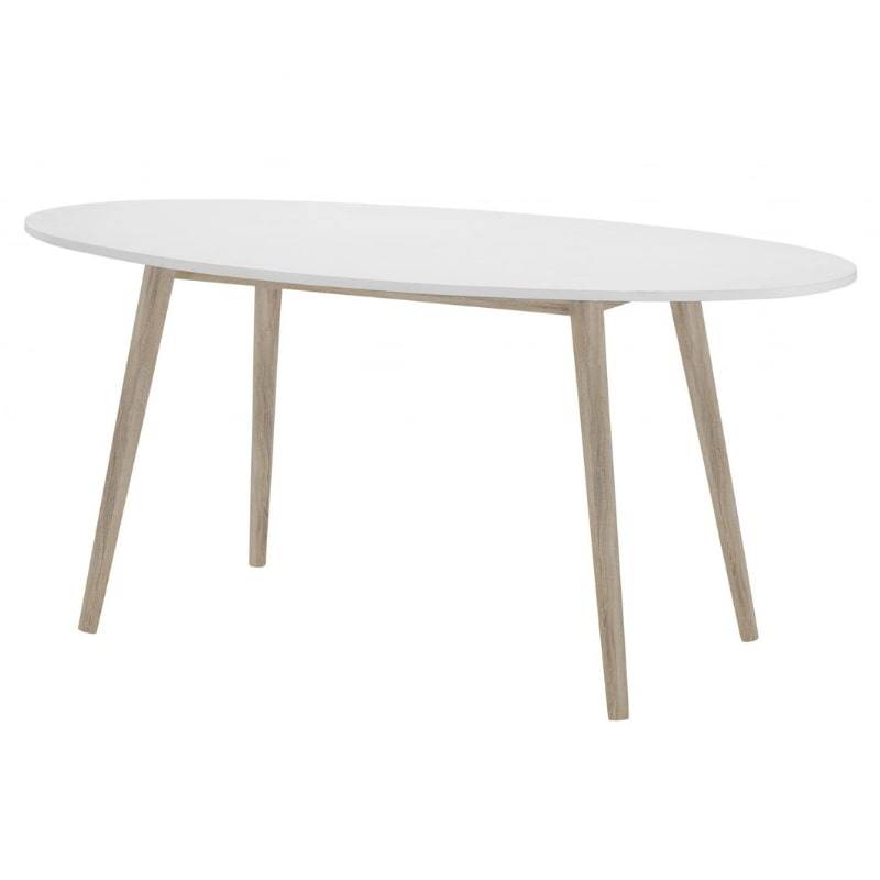 Mapleton Oval Dining Table in White w/ Rubberwood Legs - White Tree Furniture