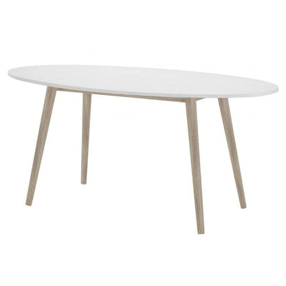 Mapleton Oval Dining Table in White w/ Rubberwood Legs - White Tree Furniture