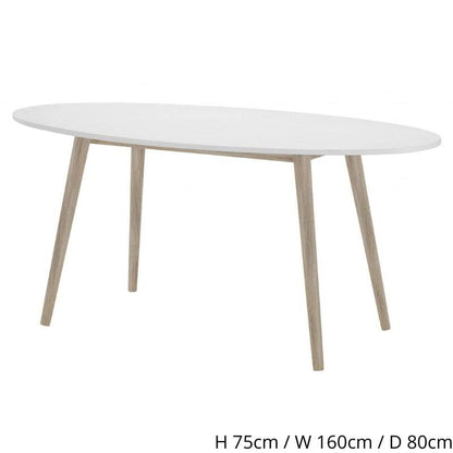 Mapleton Oval Dining Table in White w/ Rubberwood Legs - White Tree Furniture