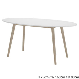 Mapleton Oval Dining Table in White w/ Rubberwood Legs - White Tree Furniture