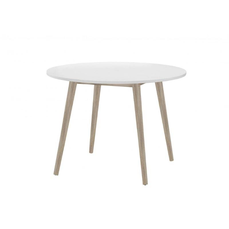 Mapleton Round White Dining Table w/ Rubberwood Legs - White Tree Furniture