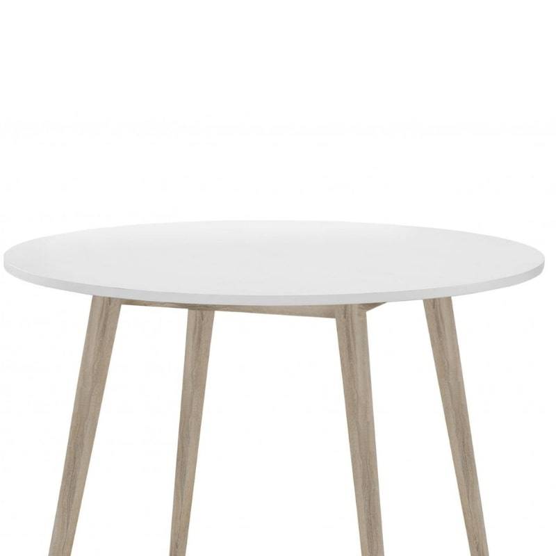 Mapleton Round White Dining Table w/ Rubberwood Legs - White Tree Furniture