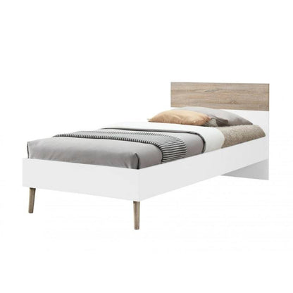 Mapleton Single Bed in White & Oak Effect - White Tree Furniture