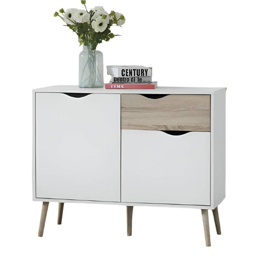 Mapleton Small Sideboard in White w/ Rubberwood Legs - White Tree Furniture