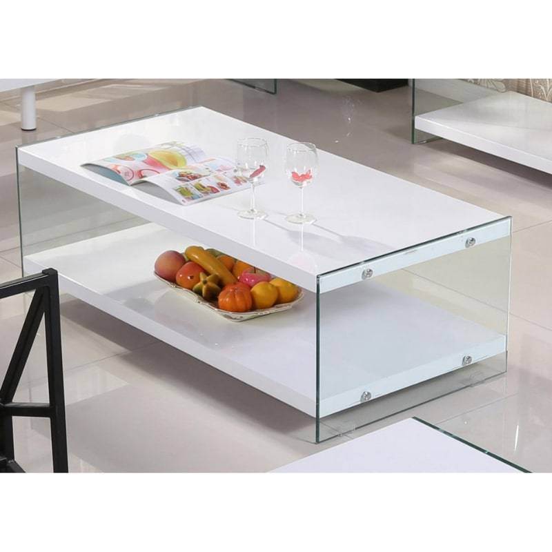 Marco High Gloss White & Tempered Glass Coffee Table - White Tree Furniture