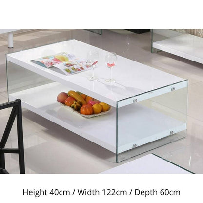 Marco High Gloss White & Tempered Glass Coffee Table - White Tree Furniture