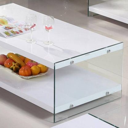 Marco High Gloss White & Tempered Glass Coffee Table - White Tree Furniture