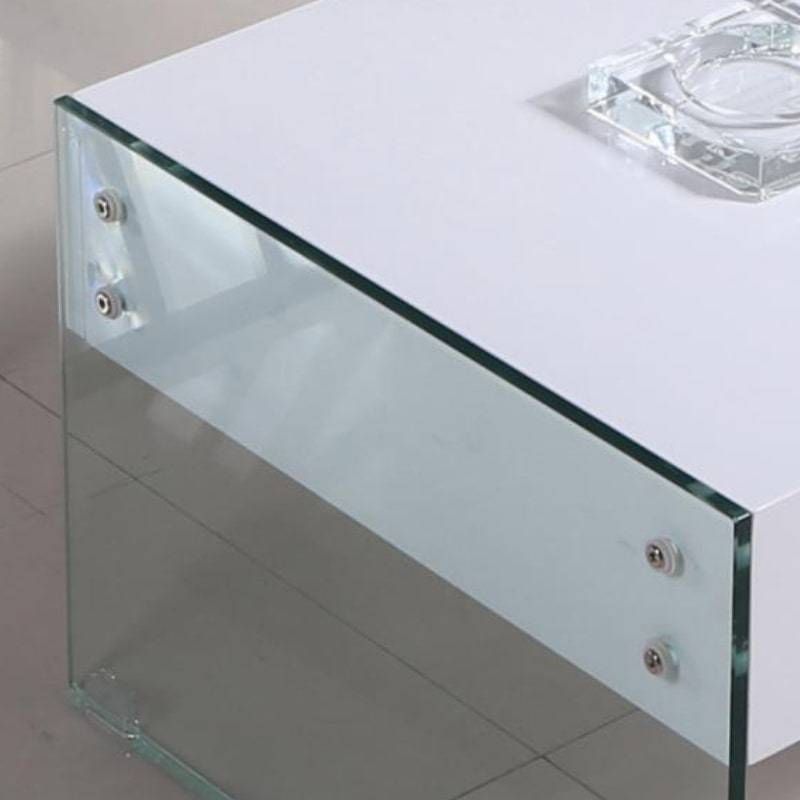 Marco High Gloss White & Glass Lamp Table - White Tree Furniture