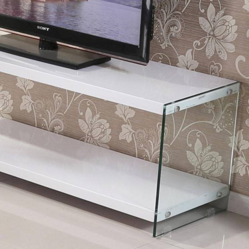 Marco High Gloss White & Tempered Glass TV Unit - White Tree Furniture