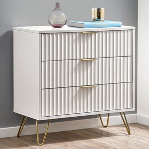 JULIAN BOWEN MURANO 3 Drawer Chest in Matte White MUR002 - White Tree Furniture