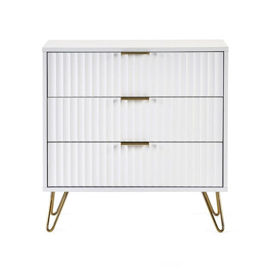 JULIAN BOWEN MURANO 3 Drawer Chest in Matte White MUR002 - White Tree Furniture