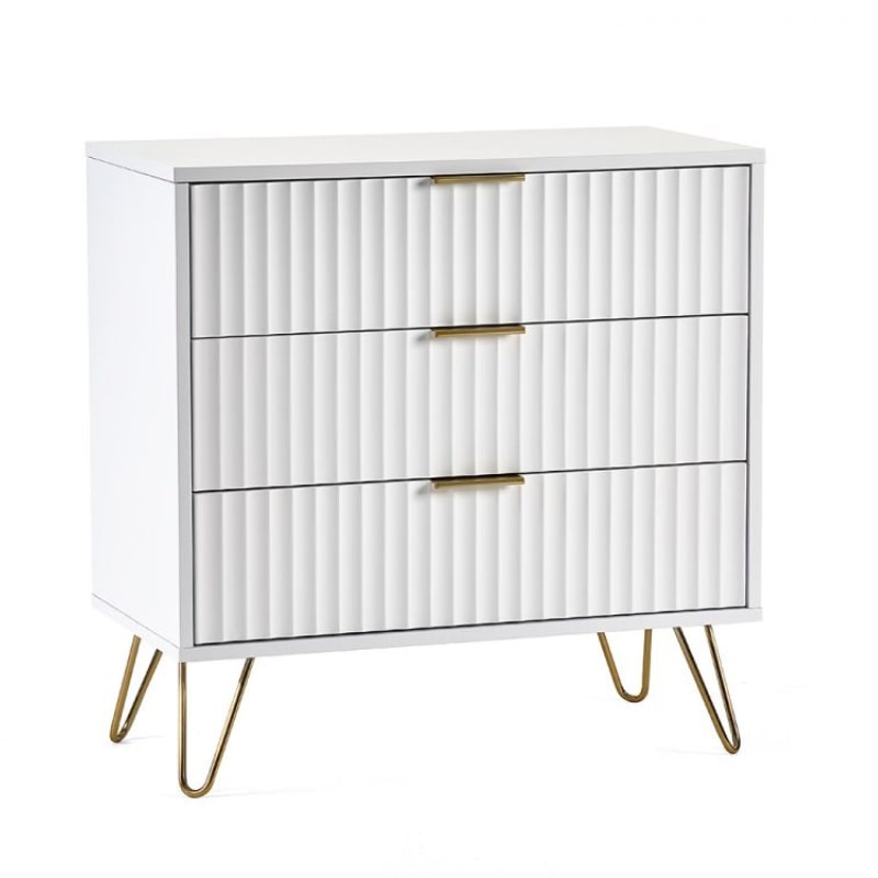 JULIAN BOWEN MURANO 3 Drawer Chest in Matte White MUR002 - White Tree Furniture