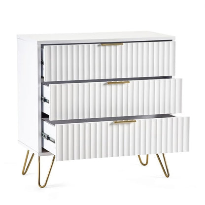 JULIAN BOWEN MURANO 3 Drawer Chest in Matte White MUR002 - White Tree Furniture