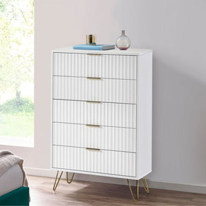 JULIAN BOWEN MURANO 5 Drawer Matte White Bedroom Dresser